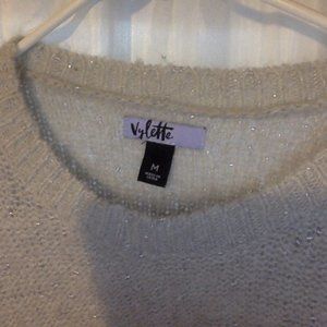NWOT Vylette Gray Metallic Thread Pullover Sweater Size M
